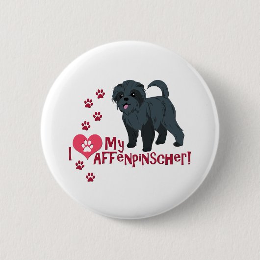 Badge Rond 5 Cm J'Aime Mon Affenpinscher ! (Devant)