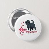 Badge Rond 5 Cm J'Aime Mon Affenpinscher ! (Devant & derrière)