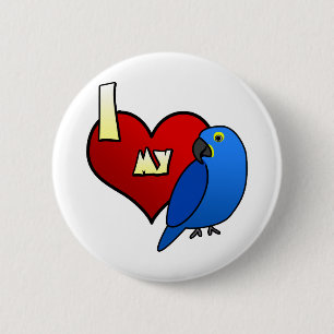 Badge Rond 5 Cm J'aime mon ara de jacinthe