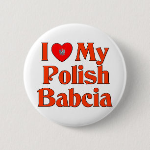 Badge Rond 5 Cm J'aime mon Babcia polonais (la grand-mère)
