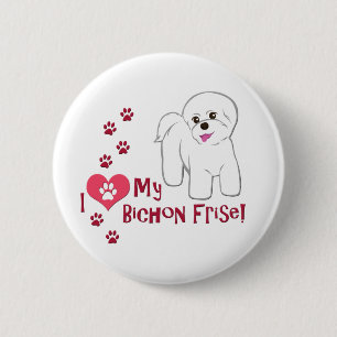 Badge Rond 5 Cm J'Aime Mon Bichon Frise !