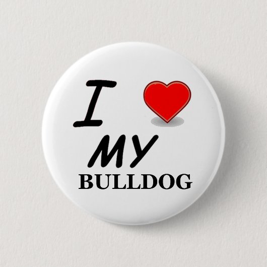 Badge Rond 5 Cm J'aime mon bouledogue (Devant)