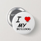 Badge Rond 5 Cm J'aime mon bouledogue (Devant & derrière)