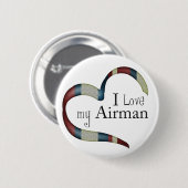 Badge Rond 5 Cm J'aime mon bouton d'aviateur (Devant & derrière)