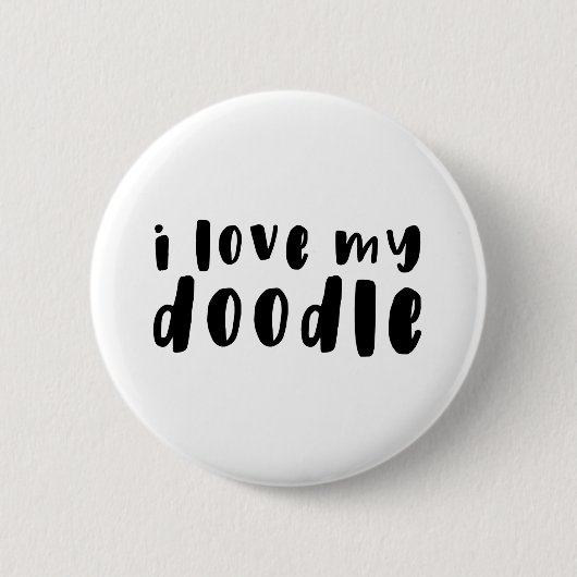 Badge Rond 5 Cm J'aime mon bouton de Goldendoodle (Devant)