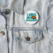 Badge Rond 5 Cm J'aime mon bouton de teckel (En situation)