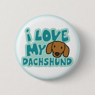 Badge Rond 5 Cm J'aime mon bouton de teckel