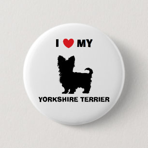 Badge Rond 5 Cm "J'aime mon bouton de Yorkshire Terrier"