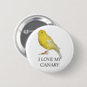 Badge Rond 5 Cm J'AIME MON bouton JAUNE CANARI (Devant & derrière)