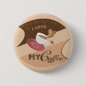 Badge Rond 5 Cm J'aime mon café Retro Java (Devant)