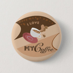 Badge Rond 5 Cm J'aime mon café Retro Java