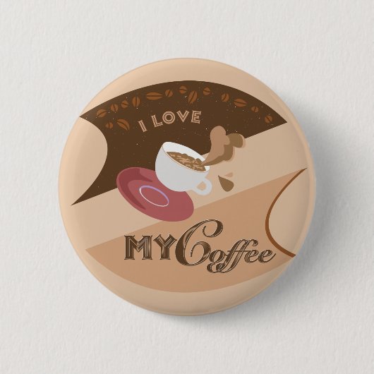 Badge Rond 5 Cm J'aime mon café Retro Java (Devant)