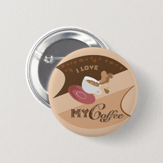 Badge Rond 5 Cm J'aime mon café Retro Java (Devant & derrière)