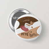 Badge Rond 5 Cm J'aime mon café Retro Java (Devant & derrière)