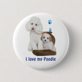 Badge Rond 5 Cm J'aime mon caniche (Devant)