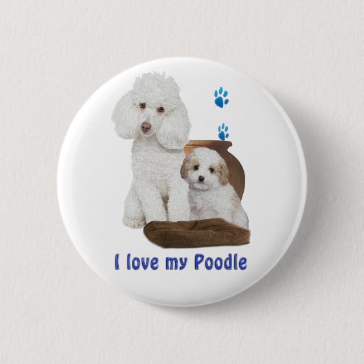 Badge Rond 5 Cm J'aime mon caniche (Devant)