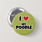 Badge Rond 5 Cm J'aime mon caniche (Devant & derrière)