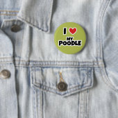 Badge Rond 5 Cm J'aime mon caniche (En situation)