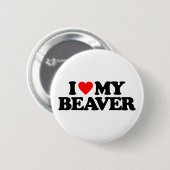 BADGE ROND 5 CM J'AIME MON CASTOR (Devant & derrière)