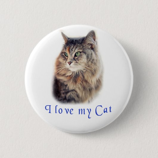 Badge Rond 5 Cm J'aime mon chat (Devant)