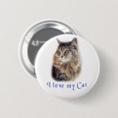 Badge Rond 5 Cm J'aime mon chat (Devant & derrière)