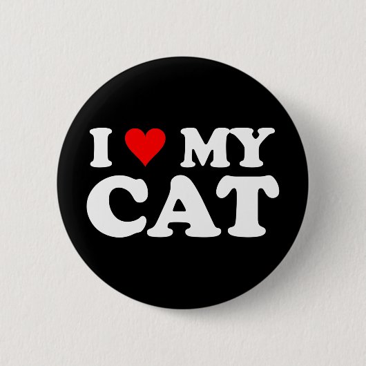 Badge Rond 5 Cm J'aime mon chat (Devant)