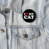 Badge Rond 5 Cm J'aime mon chat (En situation)