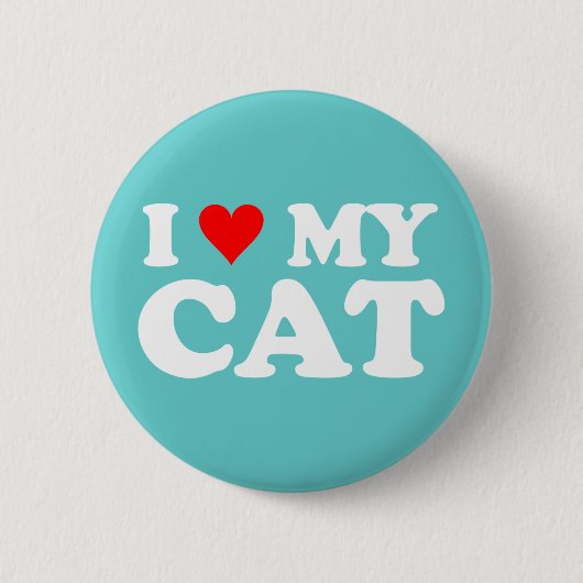 Badge Rond 5 Cm J'aime mon chat (Devant)