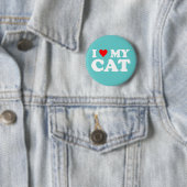 Badge Rond 5 Cm J'aime mon chat (En situation)