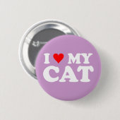 Badge Rond 5 Cm J'aime mon chat (Devant & derrière)