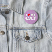 Badge Rond 5 Cm J'aime mon chat (En situation)