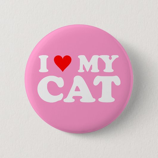 Badge Rond 5 Cm J'Aime Mon Chat (Devant)