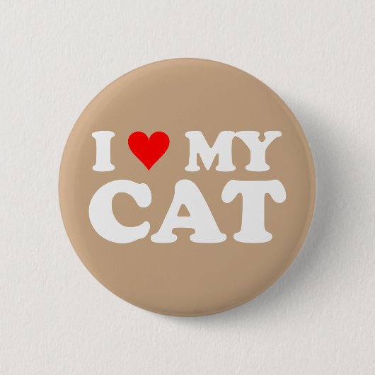 Badge Rond 5 Cm J'aime mon chat (Devant)