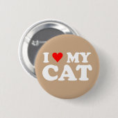Badge Rond 5 Cm J'aime mon chat (Devant & derrière)