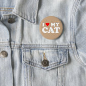 Badge Rond 5 Cm J'aime mon chat (En situation)