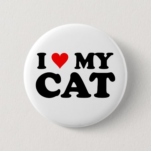 Badge Rond 5 Cm J'Aime Mon Chat (Devant)