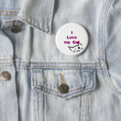 Badge Rond 5 Cm J'aime mon chat (En situation)