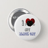 Badge Rond 5 Cm j'aime mon chat noir (Devant & derrière)