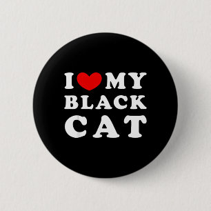 Badge Rond 5 Cm J'aime mon chat noir J'adore mon chat noir