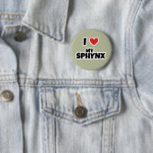 Badge Rond 5 Cm J'aime mon chat Sphynx (En situation)