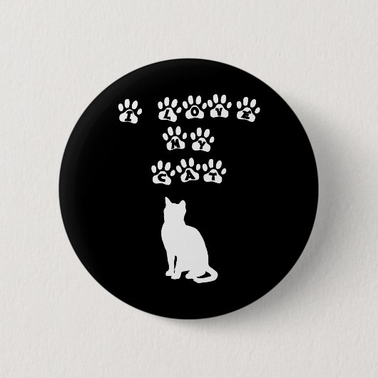Badge Rond 5 Cm J'aime mon chat--Texte blanc (Devant)