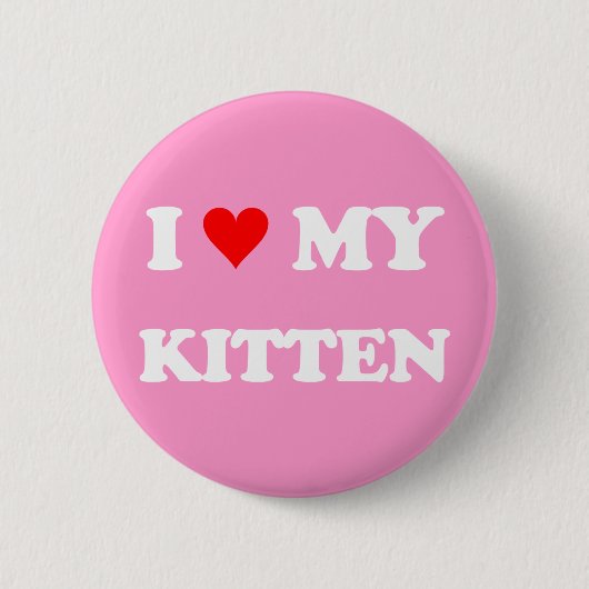 Badge Rond 5 Cm J'aime mon chaton (Devant)