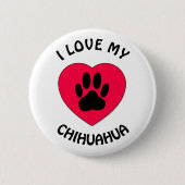 Badge Rond 5 Cm J'aime mon chien (Devant)