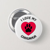 Badge Rond 5 Cm J'aime mon chien (Devant & derrière)