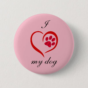 Badge Rond 5 Cm J'aime mon chien