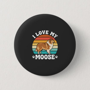 Badge Rond 5 Cm J'aime mon chien de berger rétro élan
