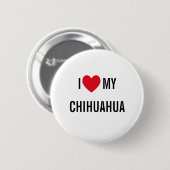 Badge Rond 5 Cm J'Aime Mon Chihuahua (Devant & derrière)