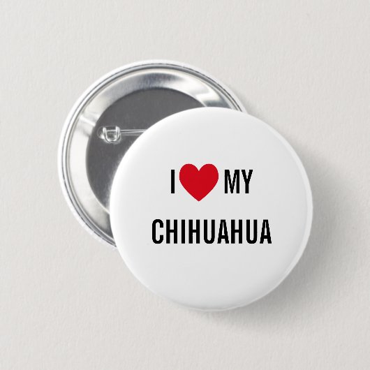 Badge Rond 5 Cm J'Aime Mon Chihuahua (Devant & derrière)