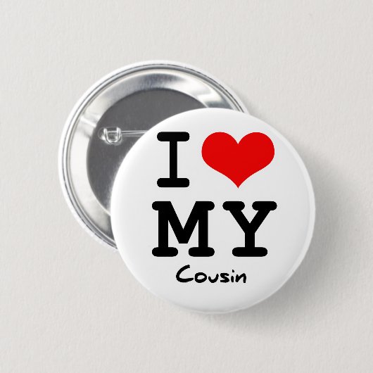 Badge Rond 5 Cm J'aime mon cousin (Devant & derrière)