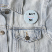 Badge Rond 5 Cm J'aime mon fils de transport (En situation)